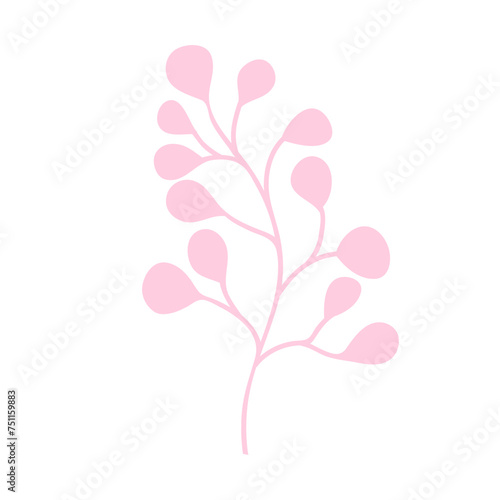 Floral Doodle Style Plant Branch Vector Illustration