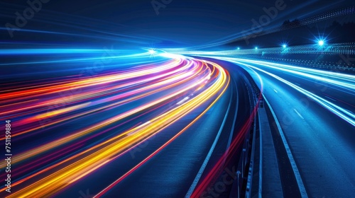 Abstract light background City road light, night highway lights, traffic with highway road motion lights, long exposure, blurred image © panu101