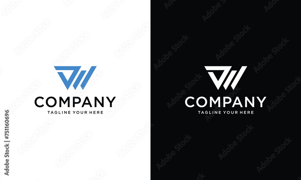 Letter D W or W D Monogram Logo Design Vector on a black and white background. Letter D W or W D Monogram Logo Design Vector on a black and white background.