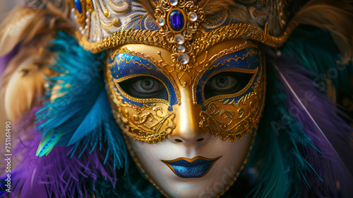 Mask carnival venice masquerade venetian party backgroud. generative ai