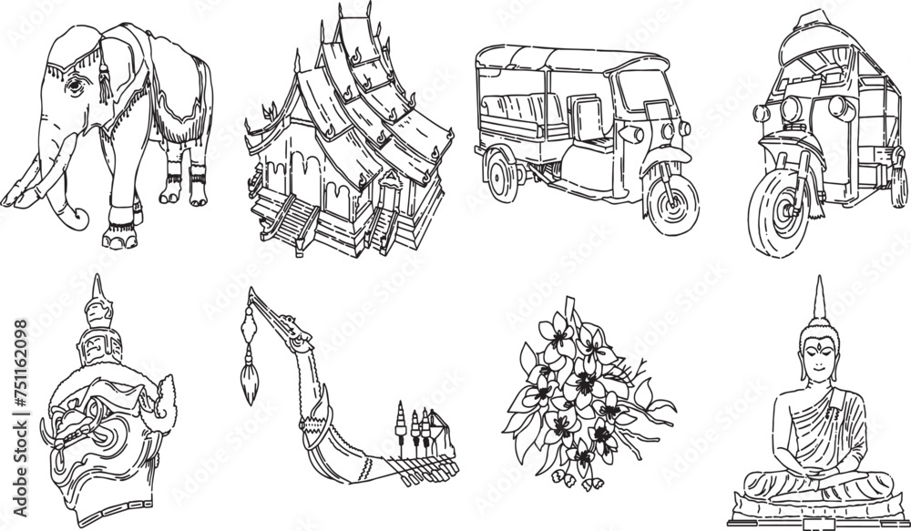 Naklejka premium Thai Travel Illustration