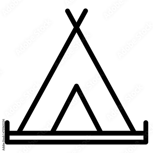 Camping tent at outdoor camp or tipi / teepee icon for apps and websites