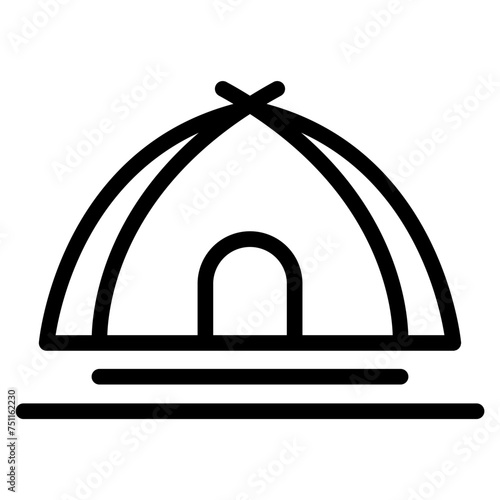 Camping tent at outdoor camp or tipi / teepee icon for apps and websites