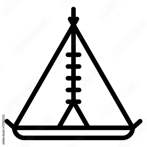 Camping tent at outdoor camp or tipi / teepee icon for apps and websites