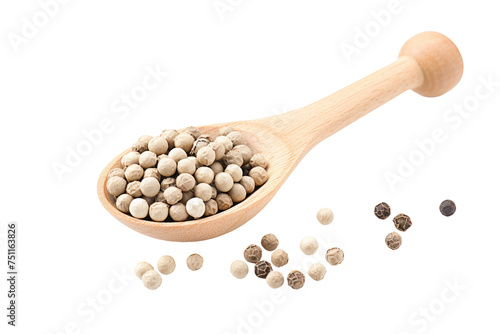 Wooden Spoon Filled With Black and White Food. A wooden spoon is filled with a mixture of black and white food, creating a contrast in colors. Isolated on a Transparent Background PNG.