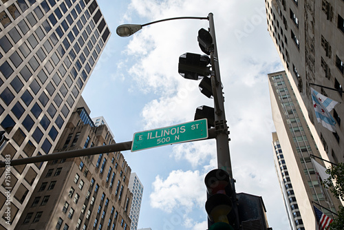 Illinois Street Chicago sign photo