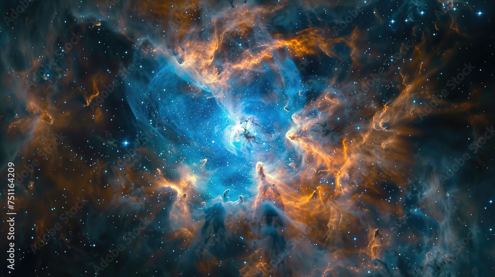 A space telescope capturing the birth of new stars in a nebula