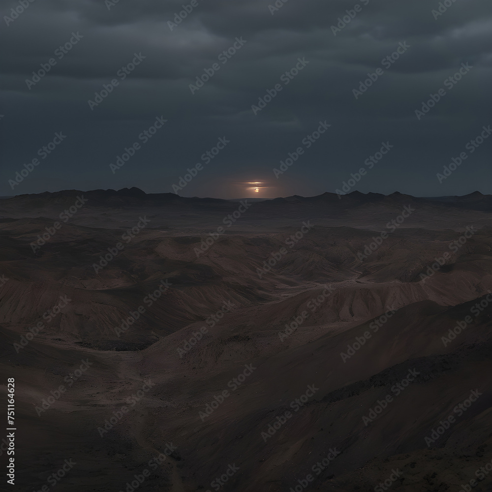 a full moon rising over the desert