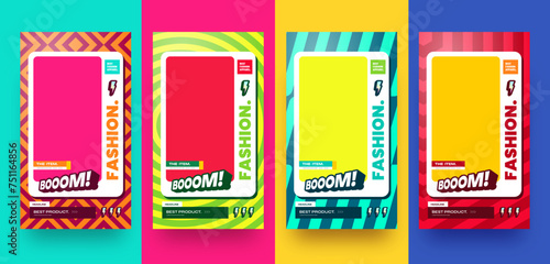 Colorful instagram stories post design template for fashion and apparel product sale promotion