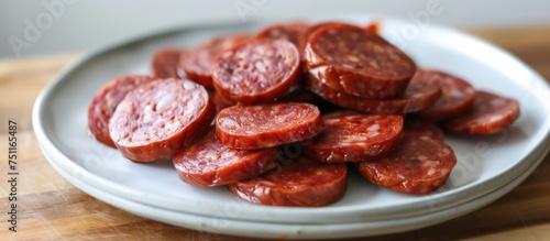 A white plate is filled with numerous hot dogs, creating a delicious and enticing display of homemade sausage snacks.