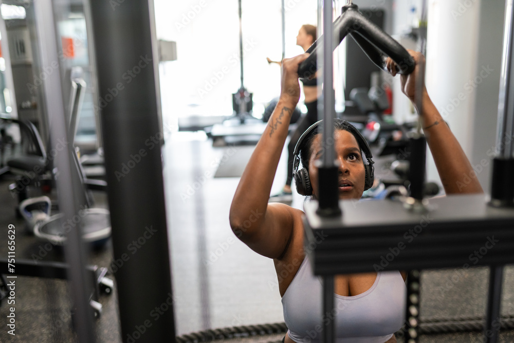 Close Up Plus Size Woman Working Out In The Gym Close Up Plus Size Woman Working Out In The Gym