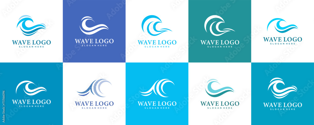wave logo design vector set