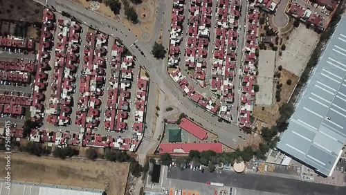 Drone flight with overhead view of a neighborhood in the municipality of Cuautitlan Izcalli, near Mexico City photo