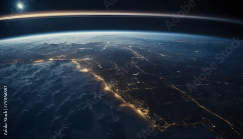 the earth at night with lights and city lights
