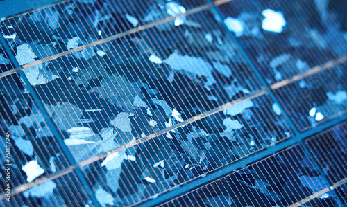 Solar panel, photovoltaic PV cell - closeup surface detail patterns
