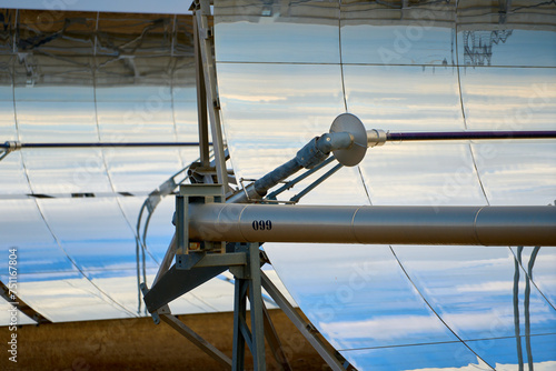 Parabolic trough solar generating electricity by concentrated sunlight photo