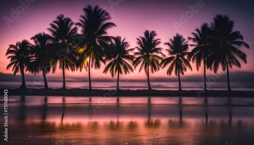 night at beach with palm trees