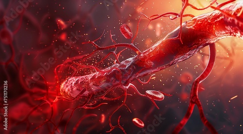 Blood vessels  nerve connections  blood movement in the human body