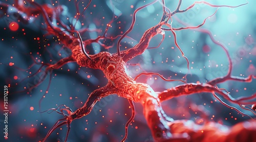 Blood vessels, nerve connections, blood movement in the human body