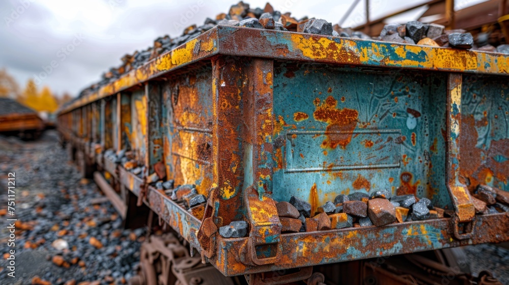Recycle, scrap and rust on skip in junkyard for sorting, garbage and ...