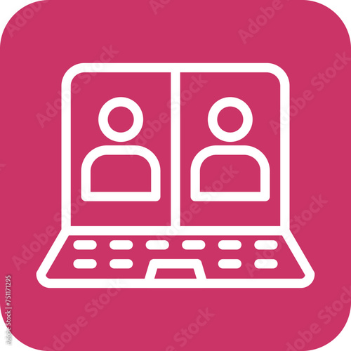 Meeting on Laptop Icon Style