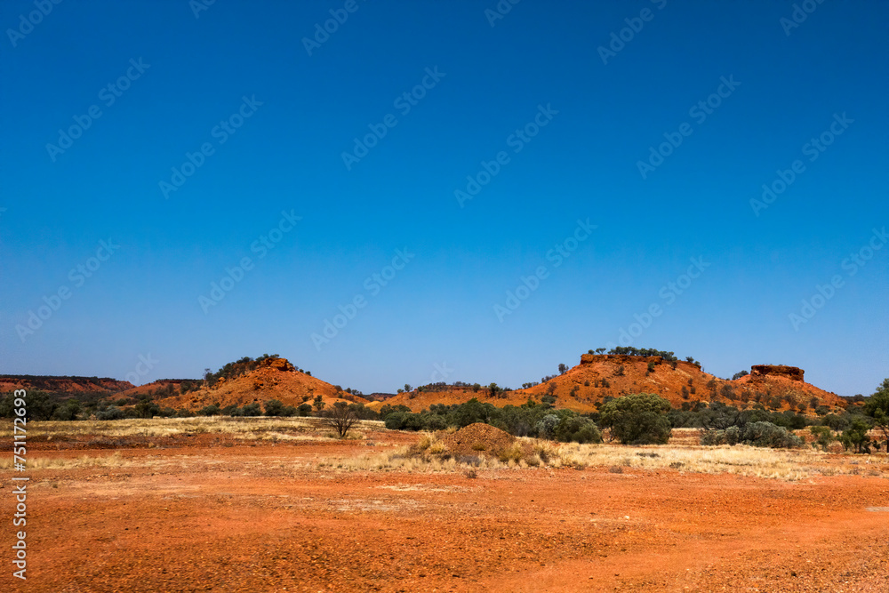Dry and dusty mesa view at Cawnpore Lookout in Outback Queensland, Australia