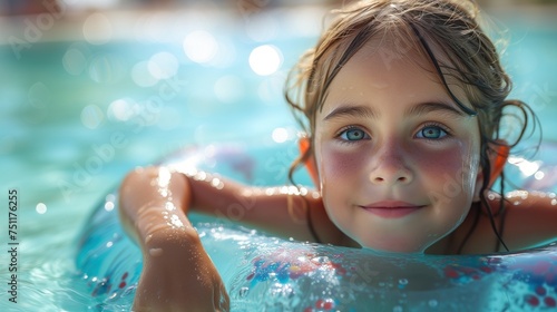 portrait of a child swimming