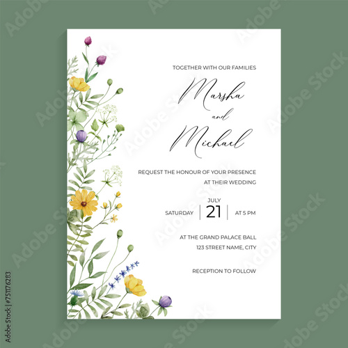 Wildflower Wedding Invitation Template