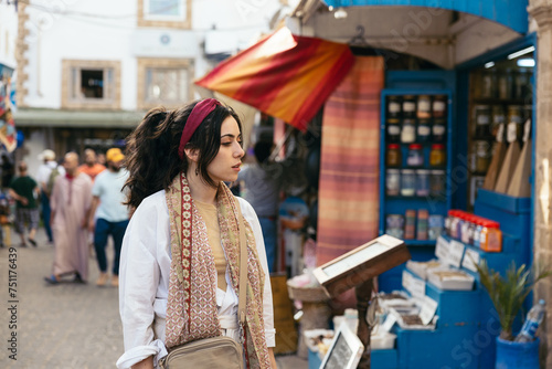 Woman visiting an arab town