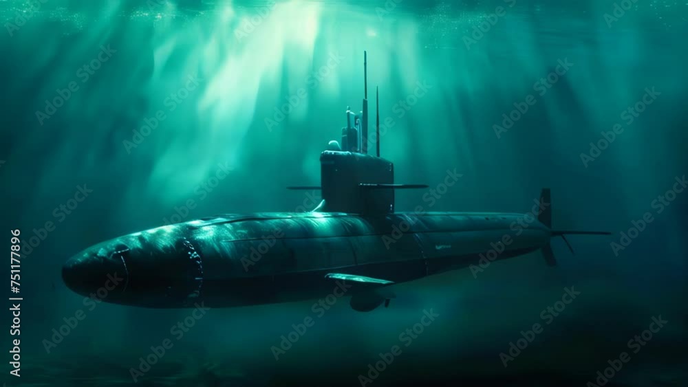 A nuclear submarine underwater A nuclear submarine underwater