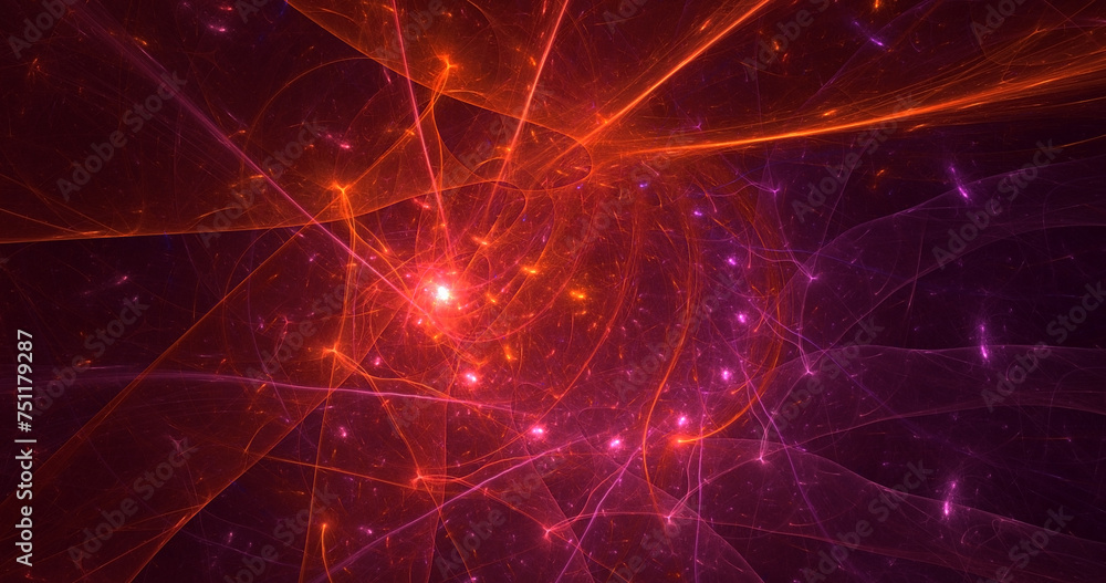 Fototapeta premium 3D manual rendering abstract colorful fractal light background. Its not AI Generatd illustration.