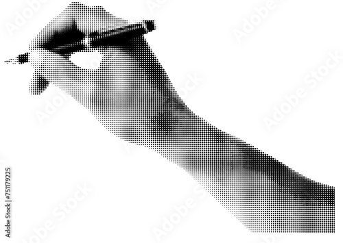 Pen In hand  trendy halftone Collage