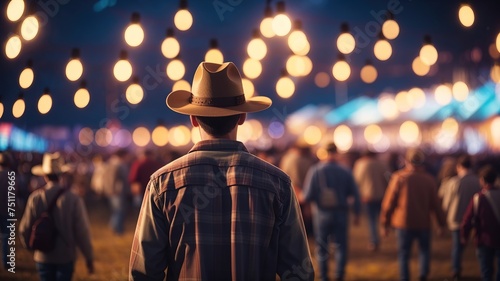 Men in country clothes on music festival photo