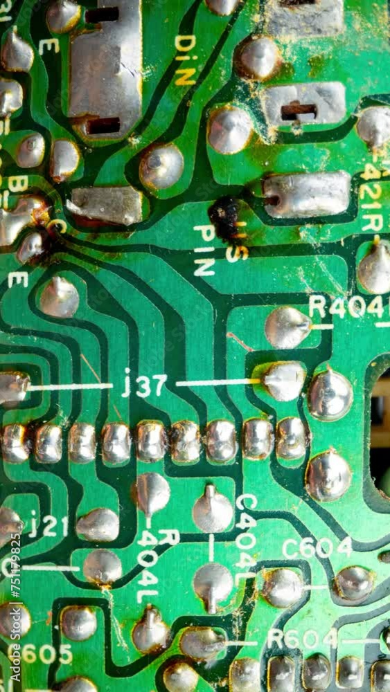 A macro shot of a circuit board in vertical A macro shot of a circuit board in vertical