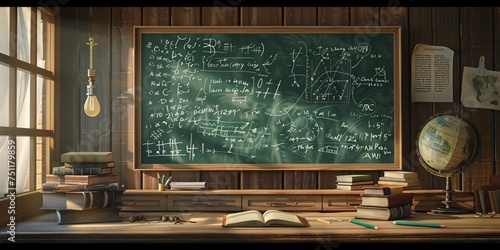 Chalkboard Math Unraveling the Mysteries of Algebra Generative AI photo