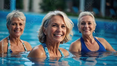 Group of mature women enjoying Swimming pool © WrongWay