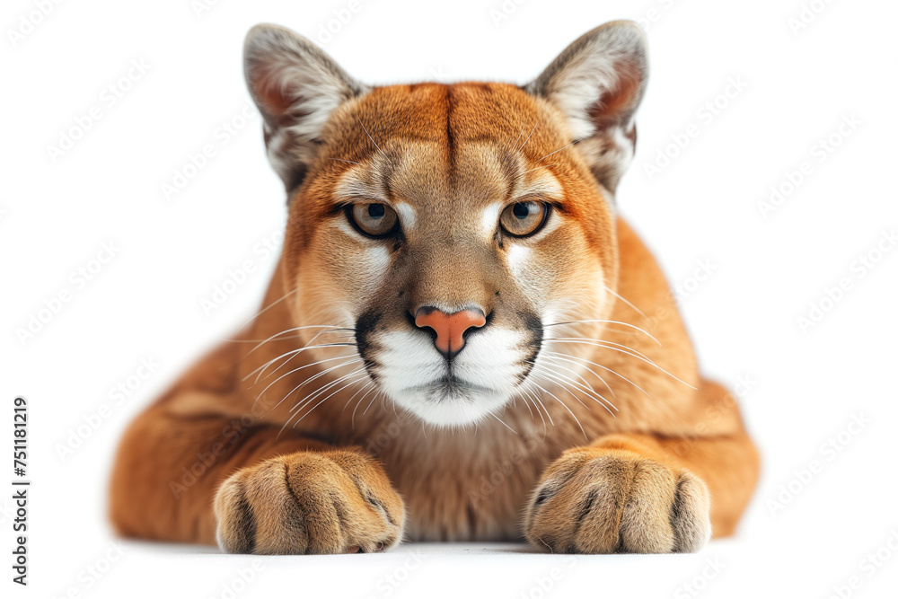 Obraz premium wild cat puma on a white background