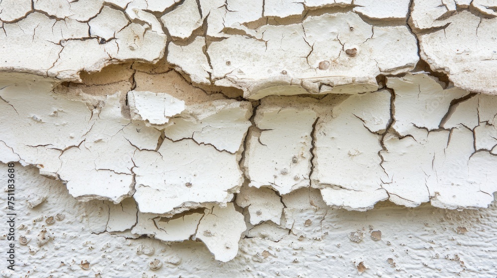 White cracked paint on rough surface White cracked paint on rough surface