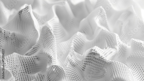 White 3D mesh texture abstract background. Design concept with detailed mesh pattern and dept