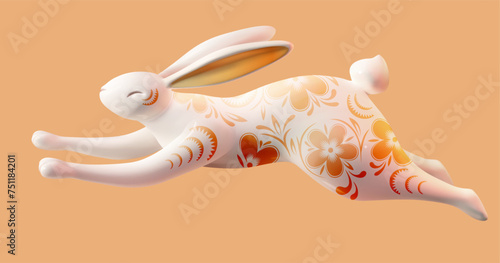 3D floral pattern rabbit element