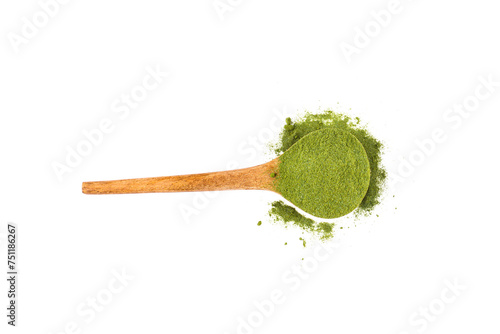 powdered matcha Green tea isolated on a png background.