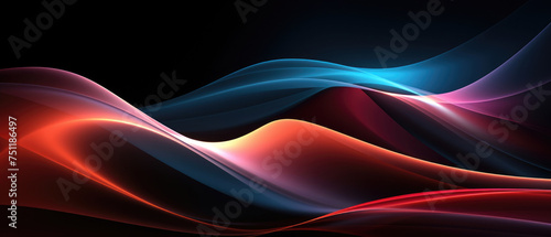 Simplicity System abstract dark background with colorful flowing wave light energy pattern lines created with Generative AI Technology