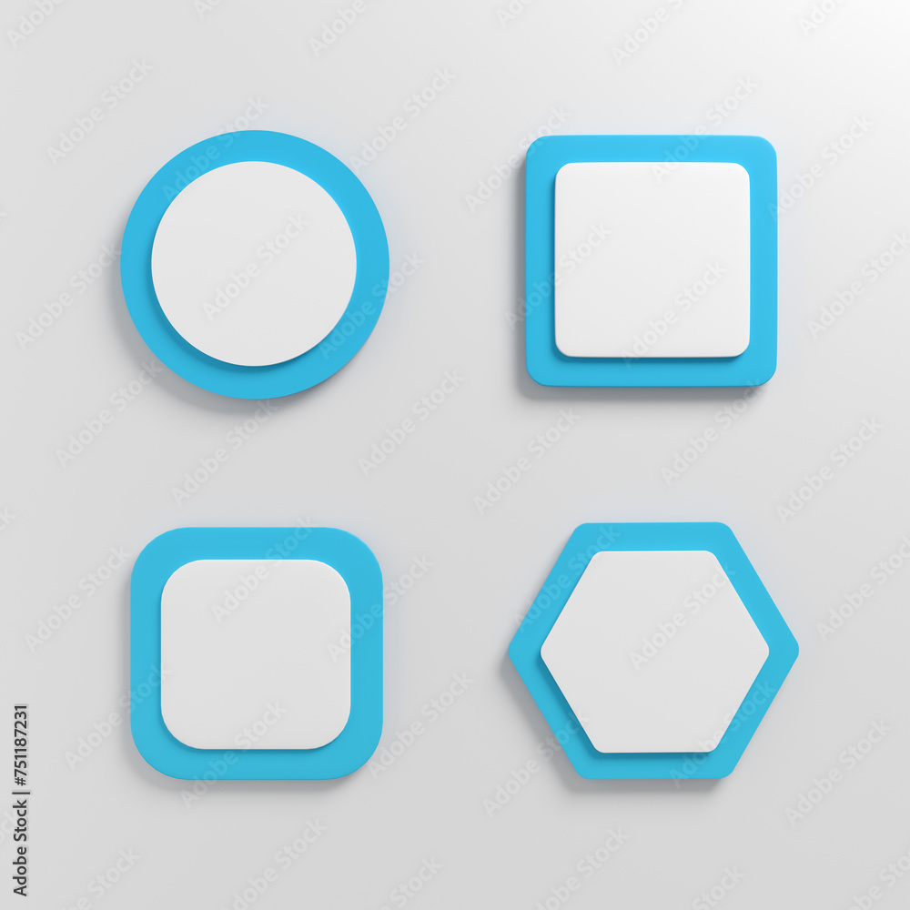 White blank push button set with blue frame. White blank push button set with blue frame.