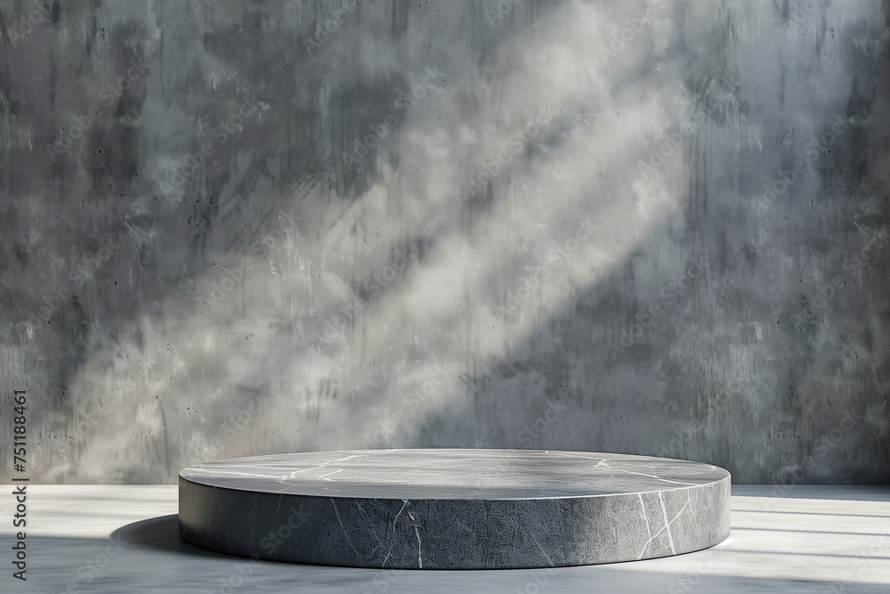 empty grey stone podium on grey background (8)