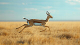 Elegant gazelle gracefully leaping across the vast African plains. 