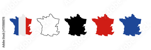 Wallpaper Mural France map icon set, France map isolated Torontodigital.ca