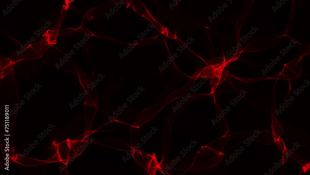 Animation of red slow moving caustic light ripples on black background seen from underneath water surface