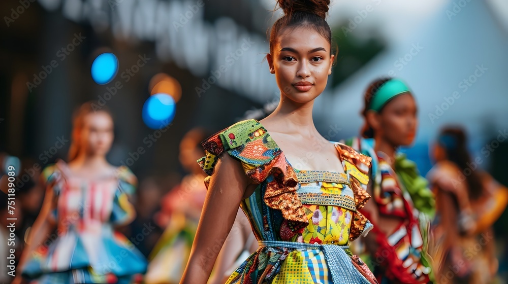 African Women in Colorful Dresses at London Fashion Week 2019, Highlighting the beauty, diversity and creativity of African culture and fashion, this
