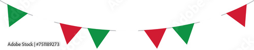 Seamless national flag of Italy triangle party bunting border. Flat design illustration.