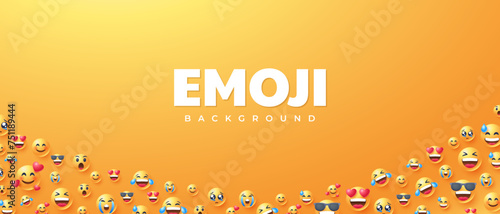 3d yellow emoji various expressions background